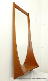 Danish Teak Mirror with Shelf