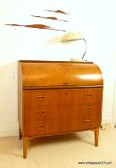 swedish teak roll top desk